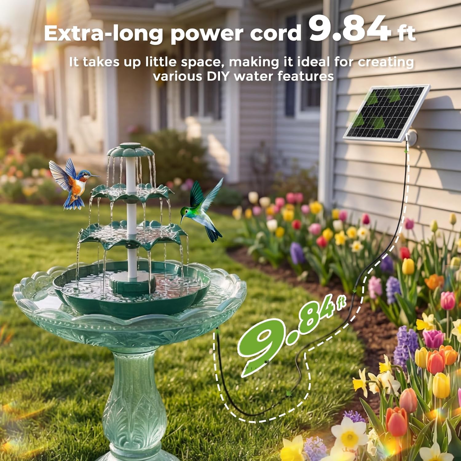 🌿 3-Tier Solar Lotus Bird Bath Fountain DIY Garden Water Feature For Wild Bird Bath & Feeder