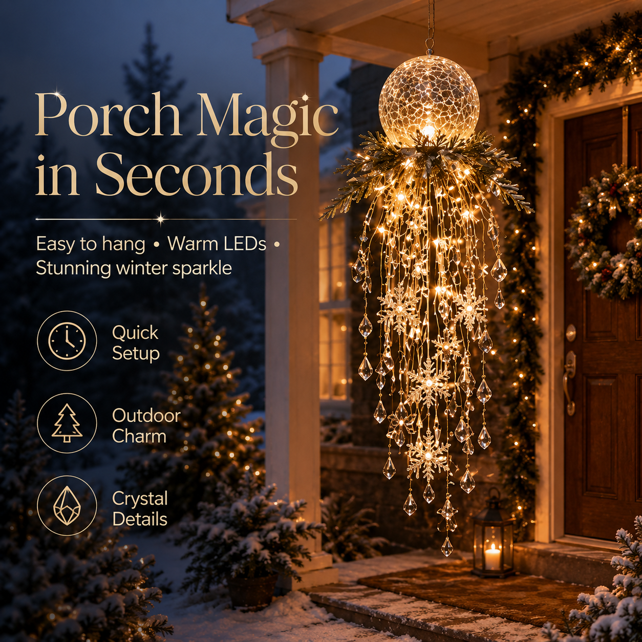 Christmas hanging light displayed in different locations