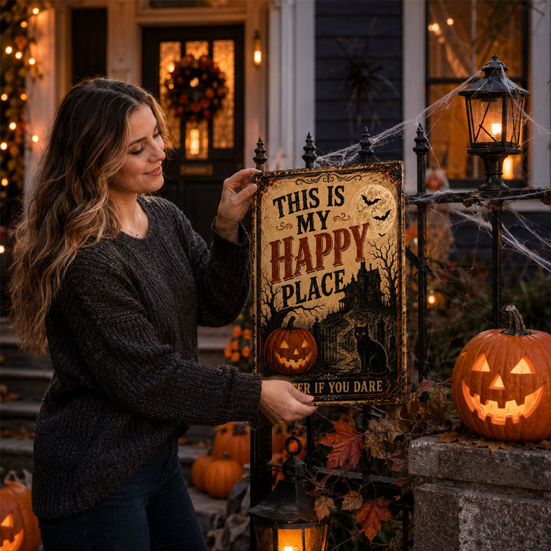🔥Hot Selling Vintage Halloween Metal Sign 👻 Enter If You Dare Spooky Wall Decor