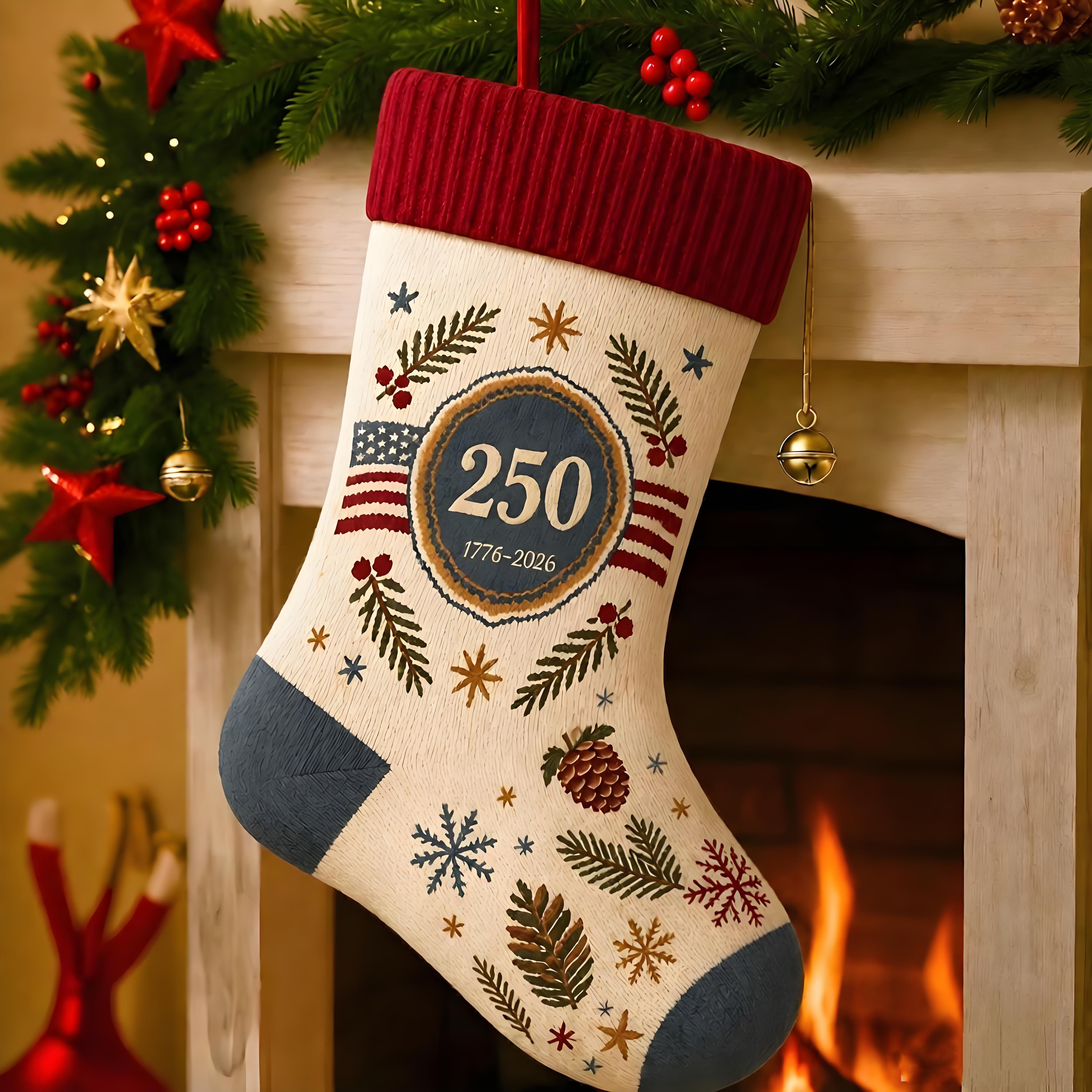 🎖️USA 250th Anniversary 1776–2026 Embroidered Christmas Stocking