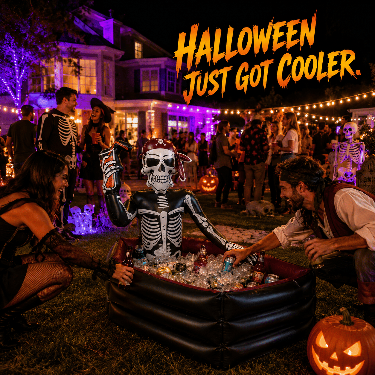 Halloween Party Must-Have! Early Bird 49% OFF 🎃40-Gallon Inflatable Pirate Skeleton Cooler for Halloween