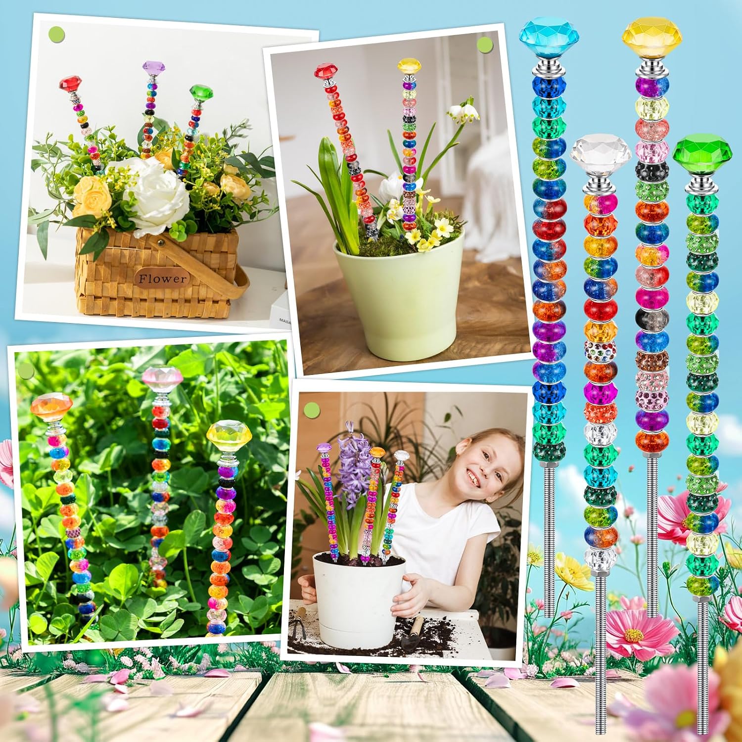 49%OFF🔥DIY Fairy Wand Garden Stakes 🧚‍♀️ Beaded Crystal Decor Kit