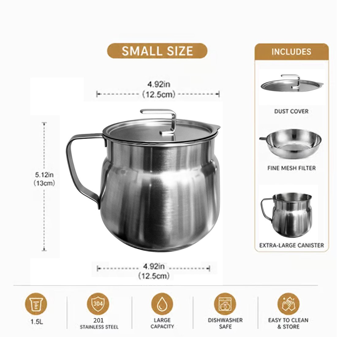 🍳 4-in-1 Stainless Steel Deep Fryer Pot 🛢️ Oil Filter Pot with Removable Strainer, Multi-Function Cookware for All Stoves
