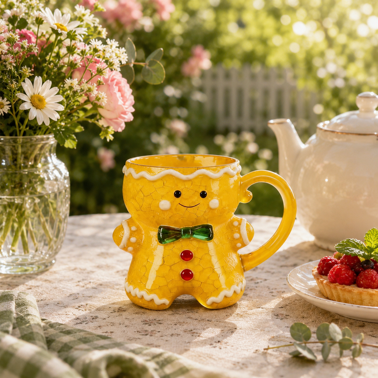 3D Crackle Glaze Gingerbread Man Ceramic Mug Christmas Decor Coffee Cup