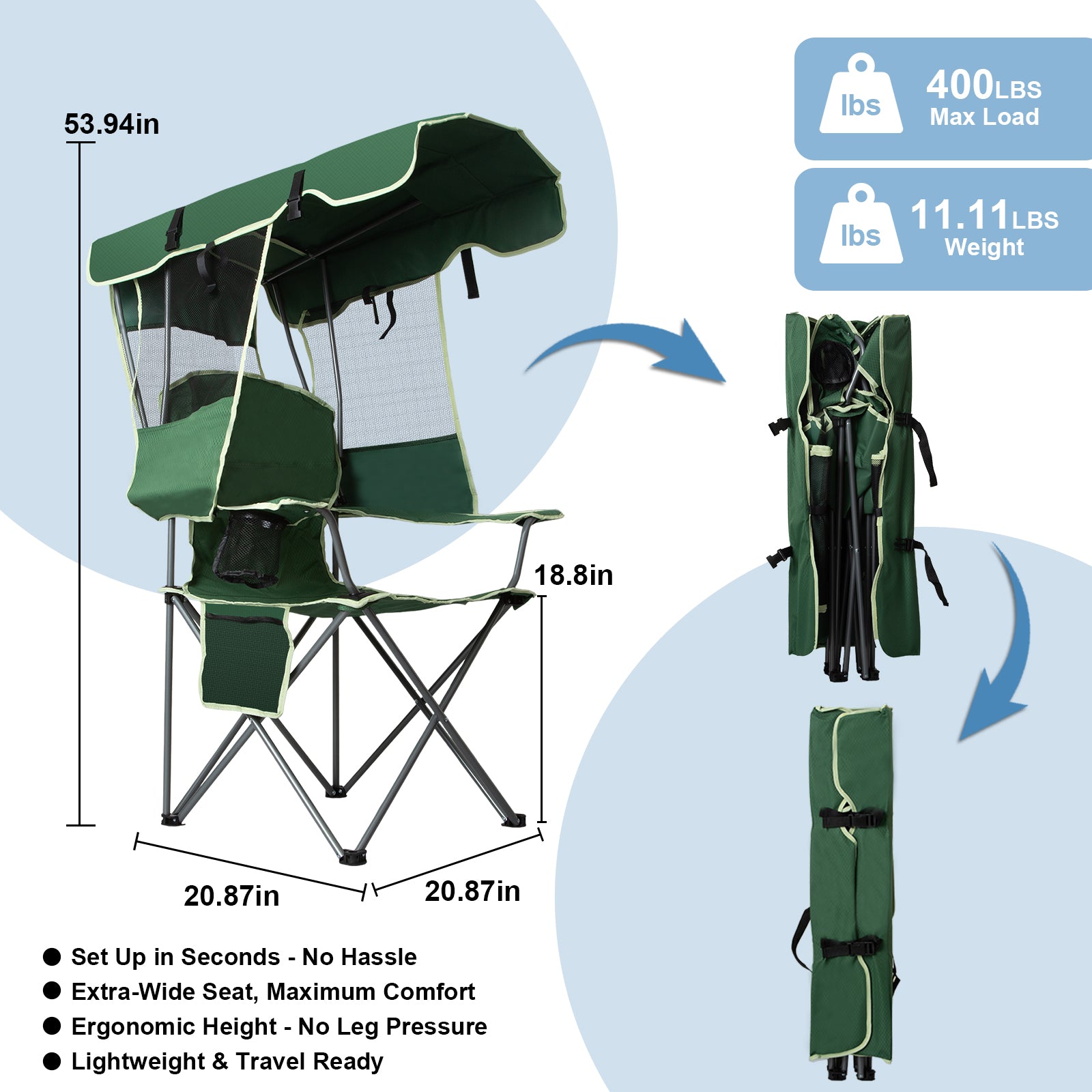 🔥 Hot Sale! Cometnap Folding Beach Chair with Adjustable Canopy