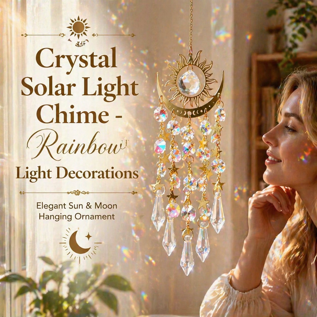 ✨ Crystal Solar Light Chime - Rainbow Light and Garden, Curtain Decorations