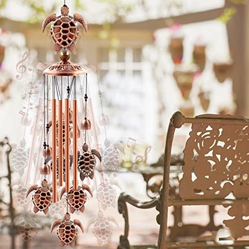Sea Turtle Wind Chime 🐢  Soothing Bronze Coastal Garden Decor