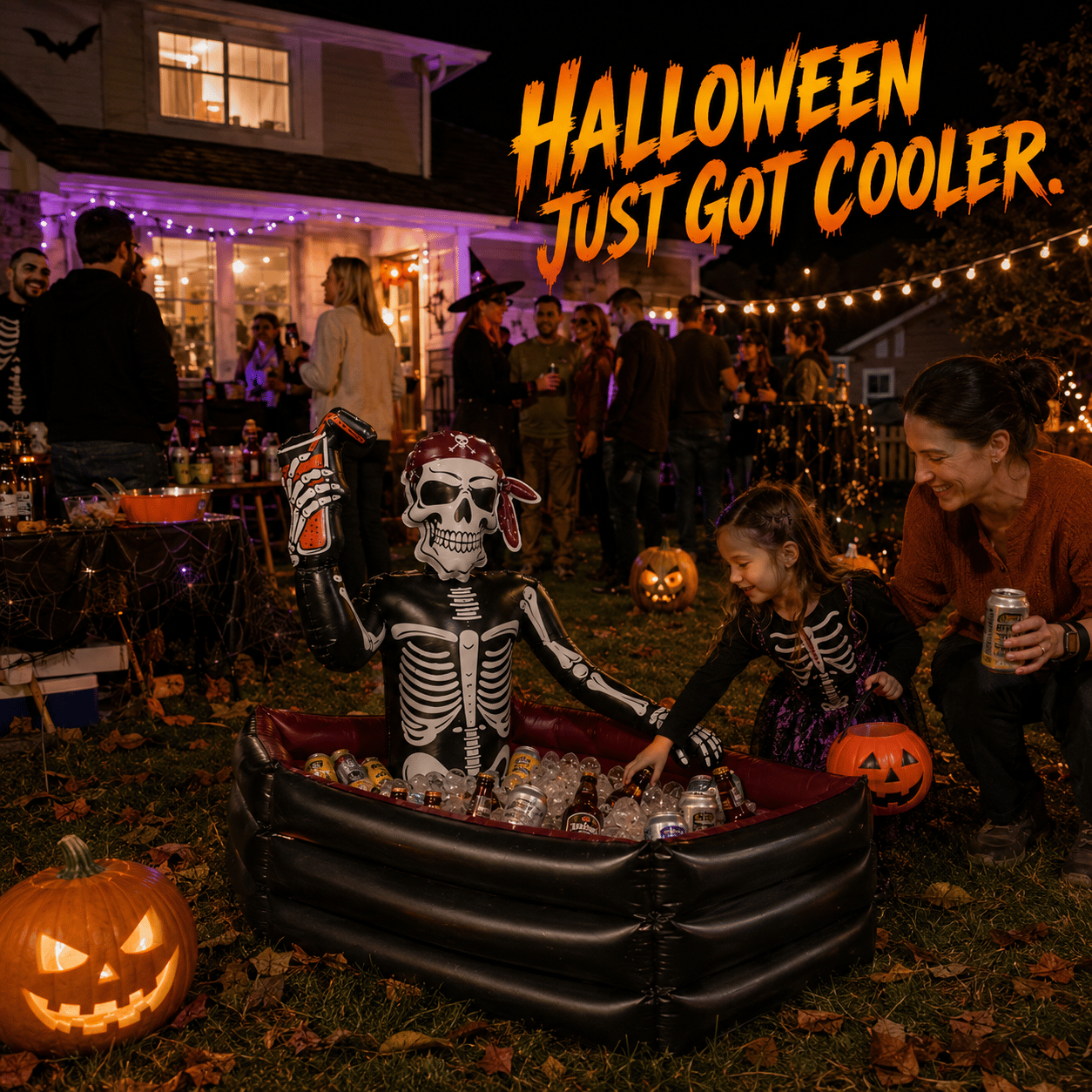 Halloween Party Must-Have! Early Bird 49% OFF 🎃40-Gallon Inflatable Pirate Skeleton Cooler for Halloween