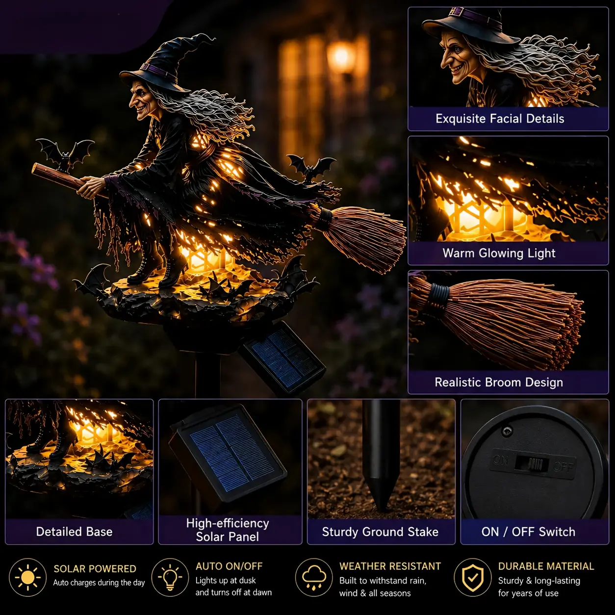 🔥Last Day 49% OFF 🧙‍♀️ Bring Halloween Magic to Your Garden with a Glowing Solar Witch