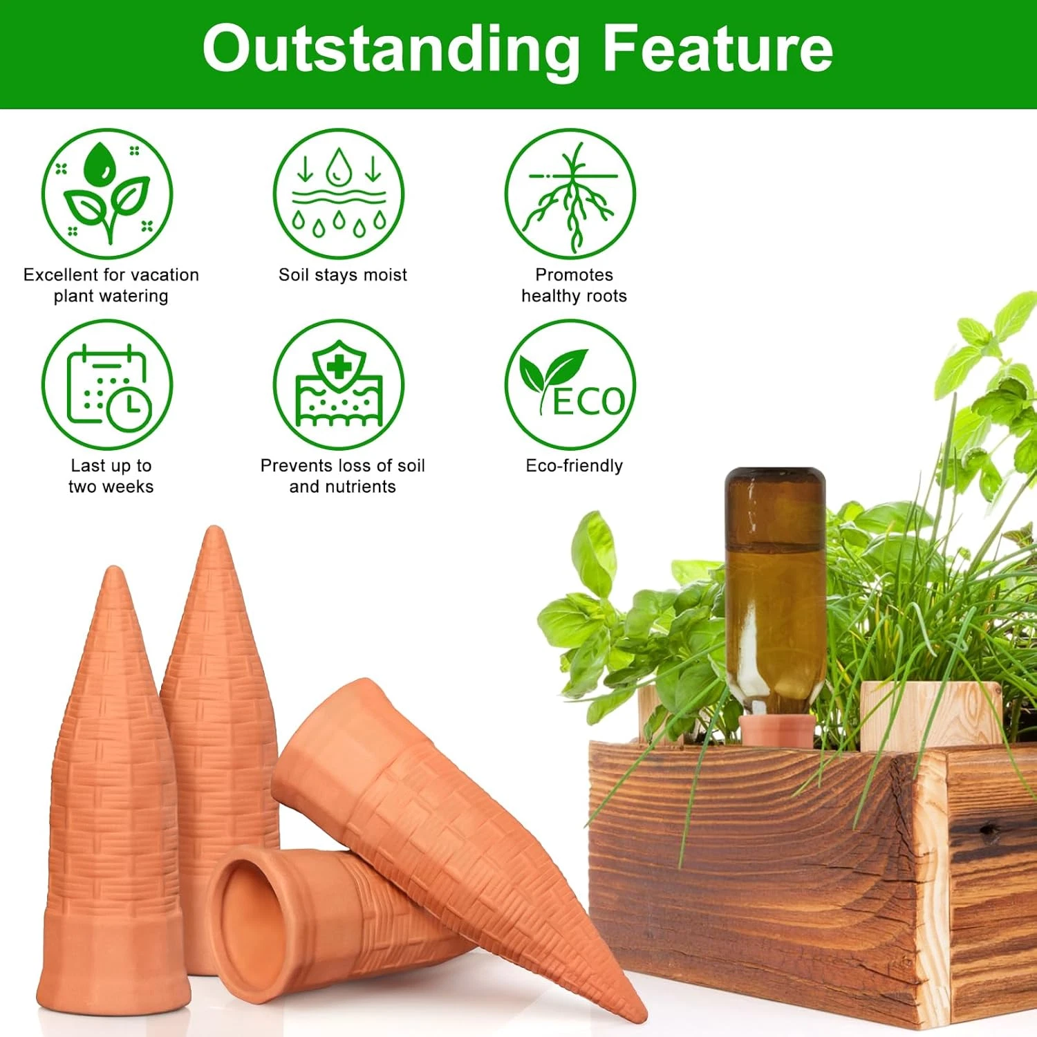 🌱 Terracotta Plant Watering Stakes: Keep Your Plants Happy While You’re Away!
