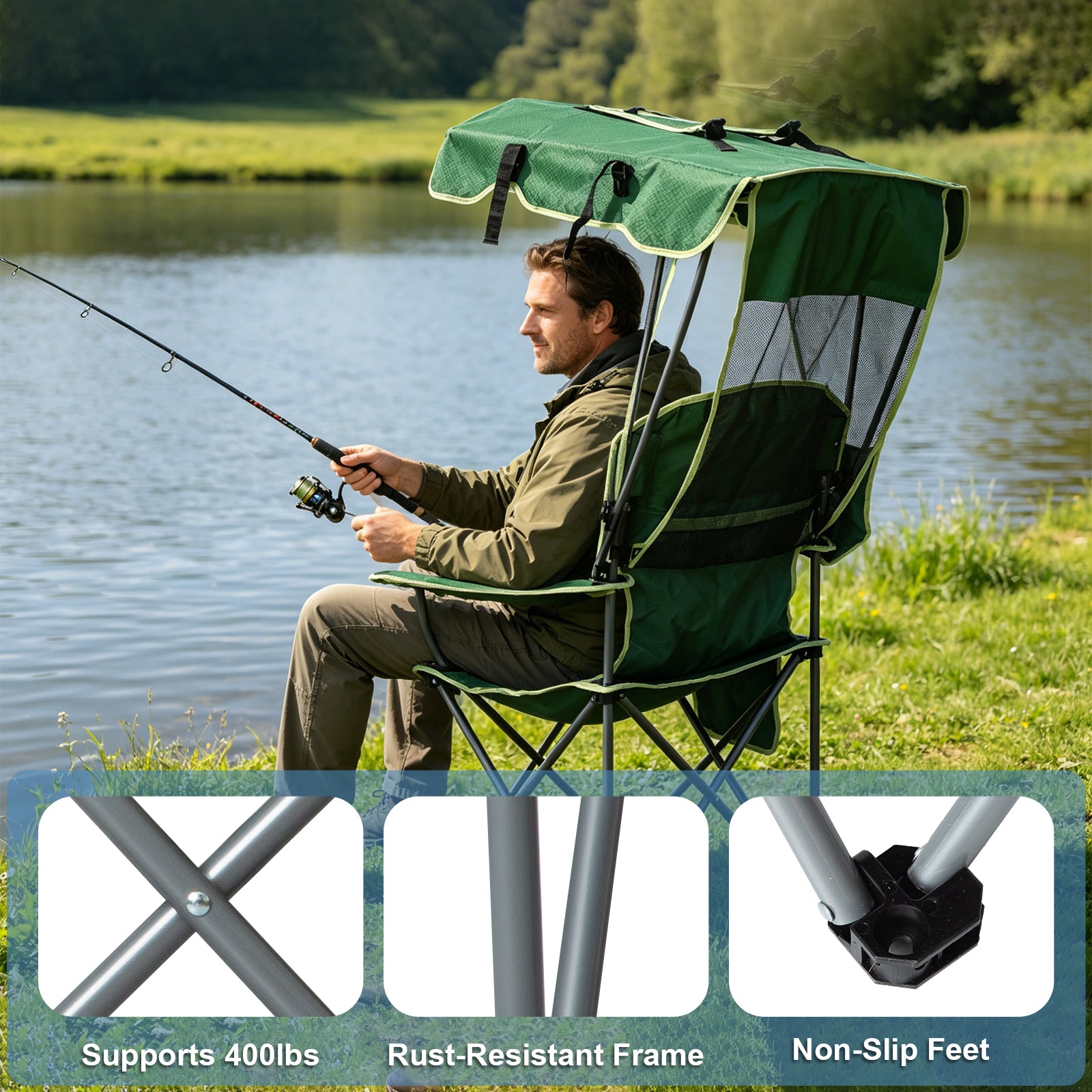 🔥 Hot Sale! Cometnap Folding Beach Chair with Adjustable Canopy