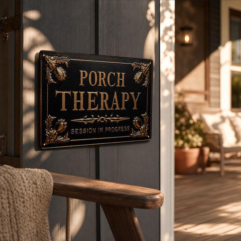 “Porch Therapy” Metal Sign 🪑 Rustic Porch Sign - Porch Therapy Session In Progress