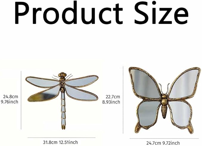 🦋✨Dragonfly Mosaic Wall Mirror Gold Resin Decor