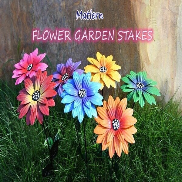 🌺Rustproof Metal Flower Garden Stakes 🌈100% Handmade Yard Art Decor