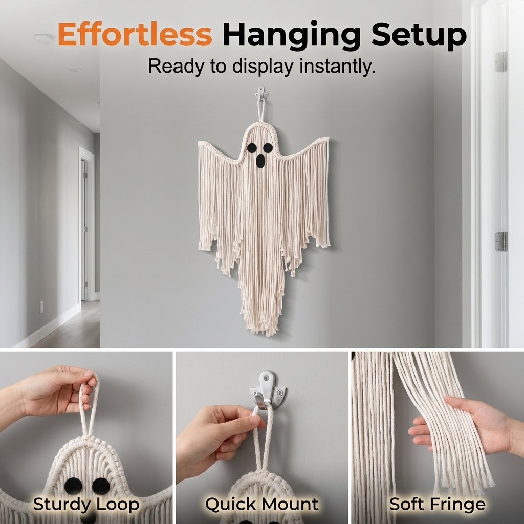 Woven Ghost Decoration 👻 Boho Halloween Hanging Decor