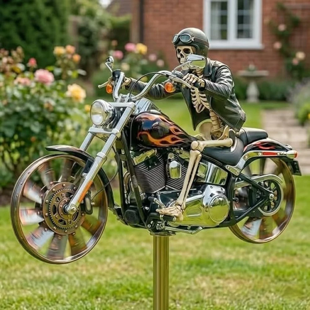 LAWALUCKTM SKULL RIDER GARDEN WIND SPINNER