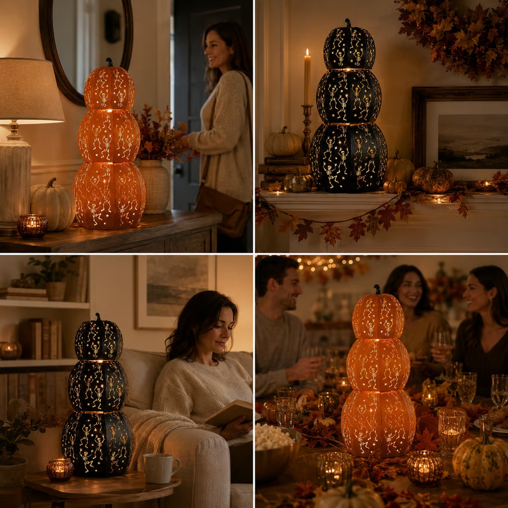 💥Halloween Must-Have! Early Bird 49% OFF 🎃✨Light-Up Stackable Skeleton Pumpkin