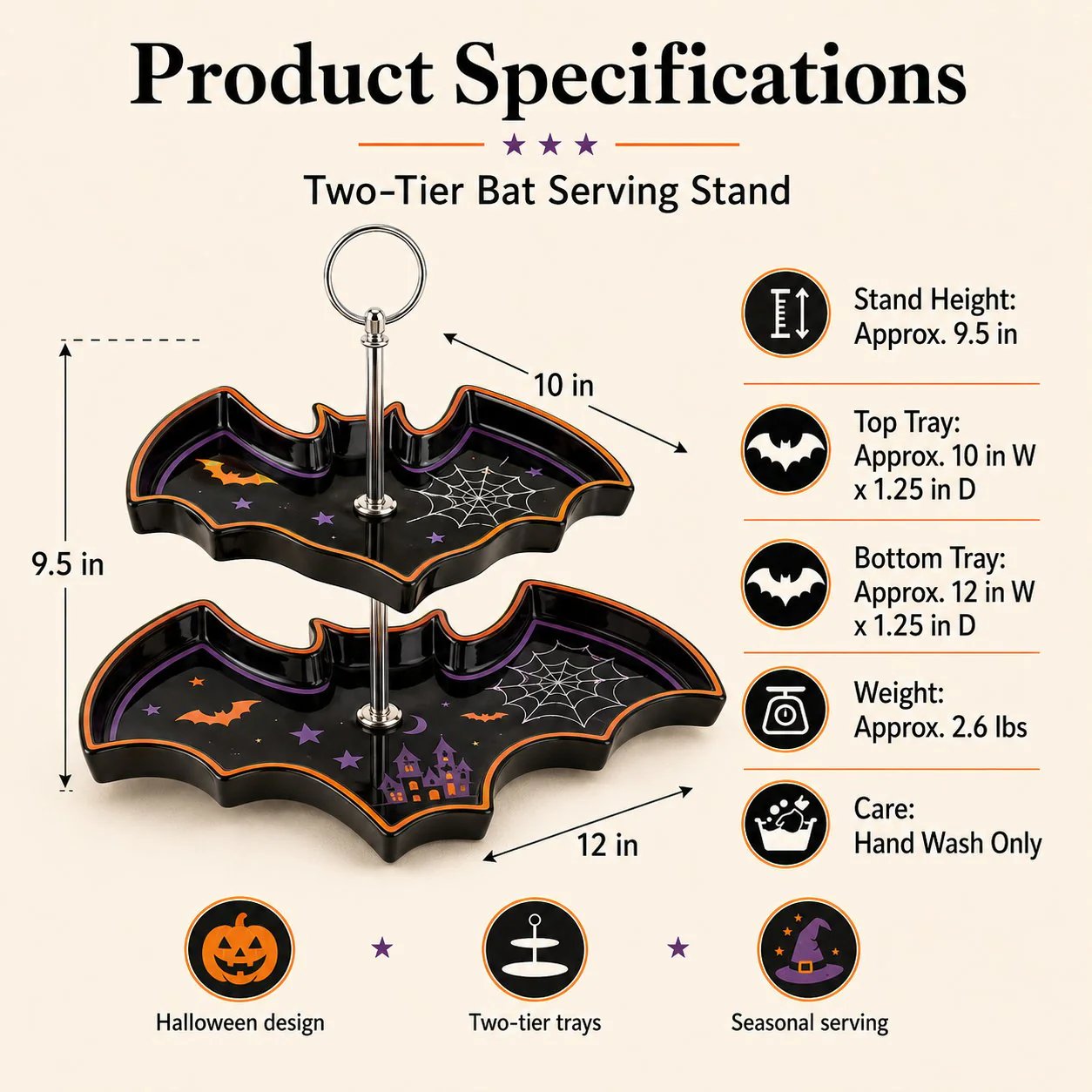 👻 Two-Tier Friendly Ghost Halloween Serving Stand Spooky Candy Cupcake Dessert Tray Table Centerpiece