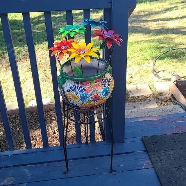 🌺Rustproof Metal Flower Garden Stakes 🌈100% Handmade Yard Art Decor