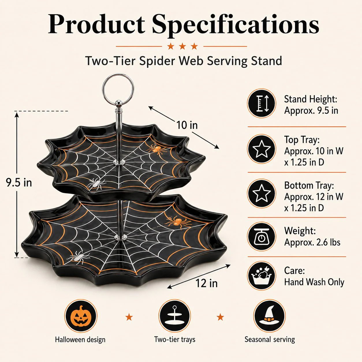 👻 Two-Tier Friendly Ghost Halloween Serving Stand Spooky Candy Cupcake Dessert Tray Table Centerpiece