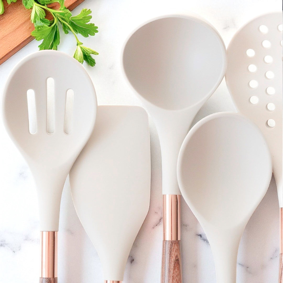 Non-stick safe silicone cooking utensils for home kitchenware