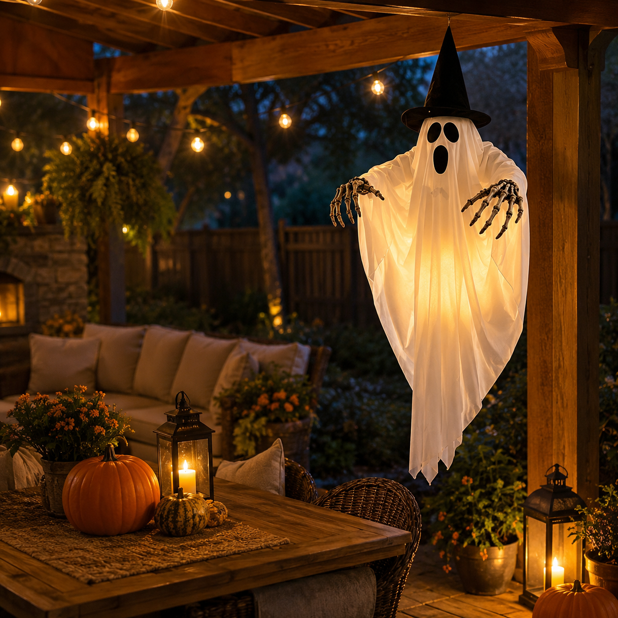 🔥Bestseller Bendable Lighted Hanging Ghost Halloween Decor 👻