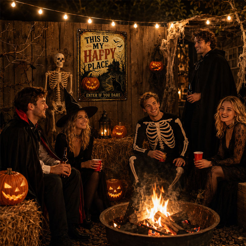 🔥Hot Selling Vintage Halloween Metal Sign 👻 Enter If You Dare Spooky Wall Decor