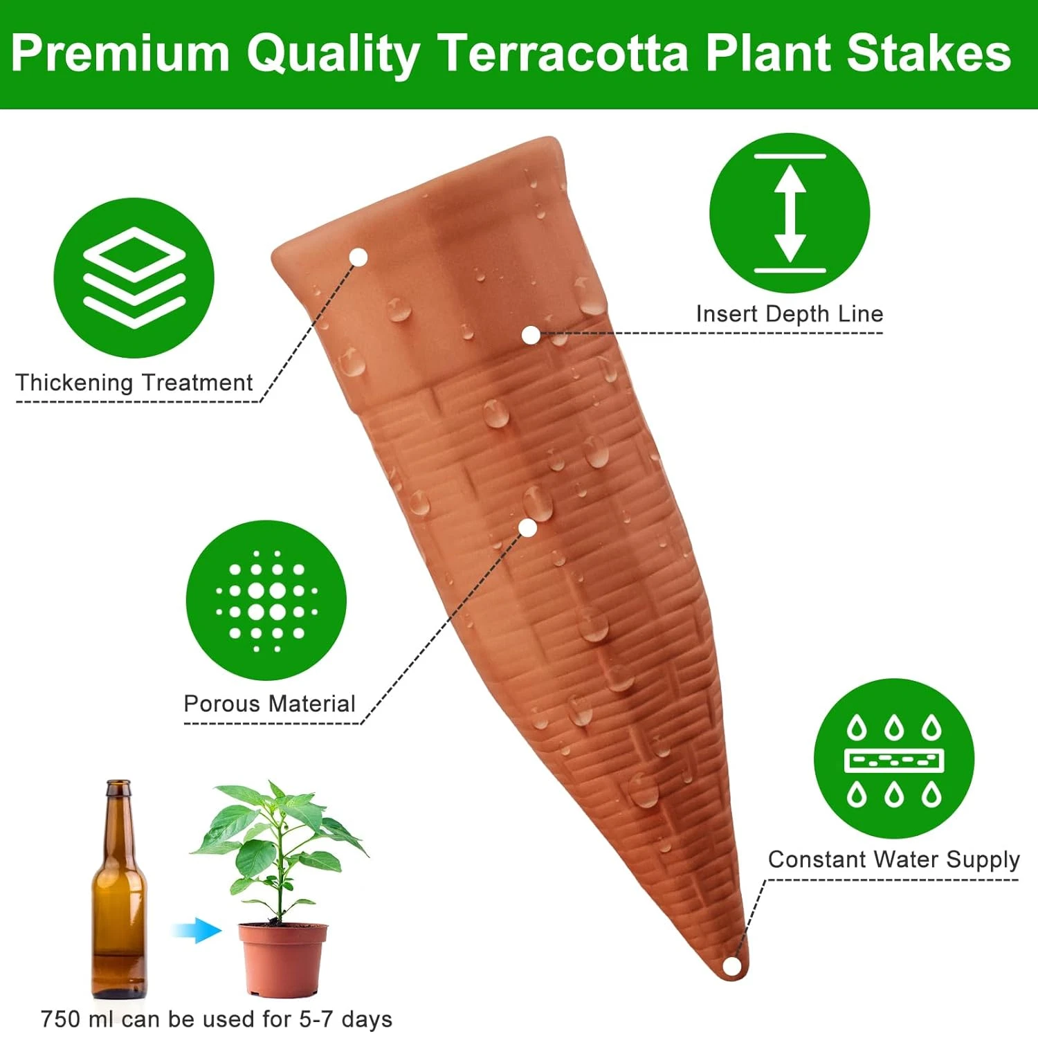 🌱 Terracotta Plant Watering Stakes: Keep Your Plants Happy While You’re Away!