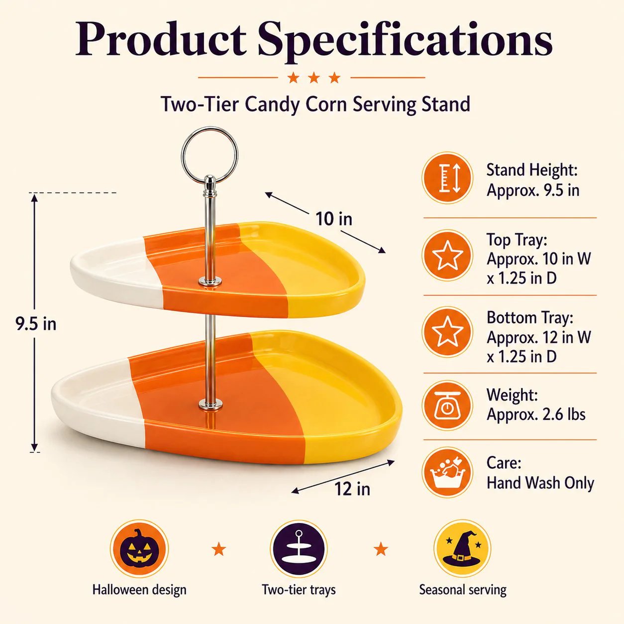 👻 Two-Tier Friendly Ghost Halloween Serving Stand Spooky Candy Cupcake Dessert Tray Table Centerpiece