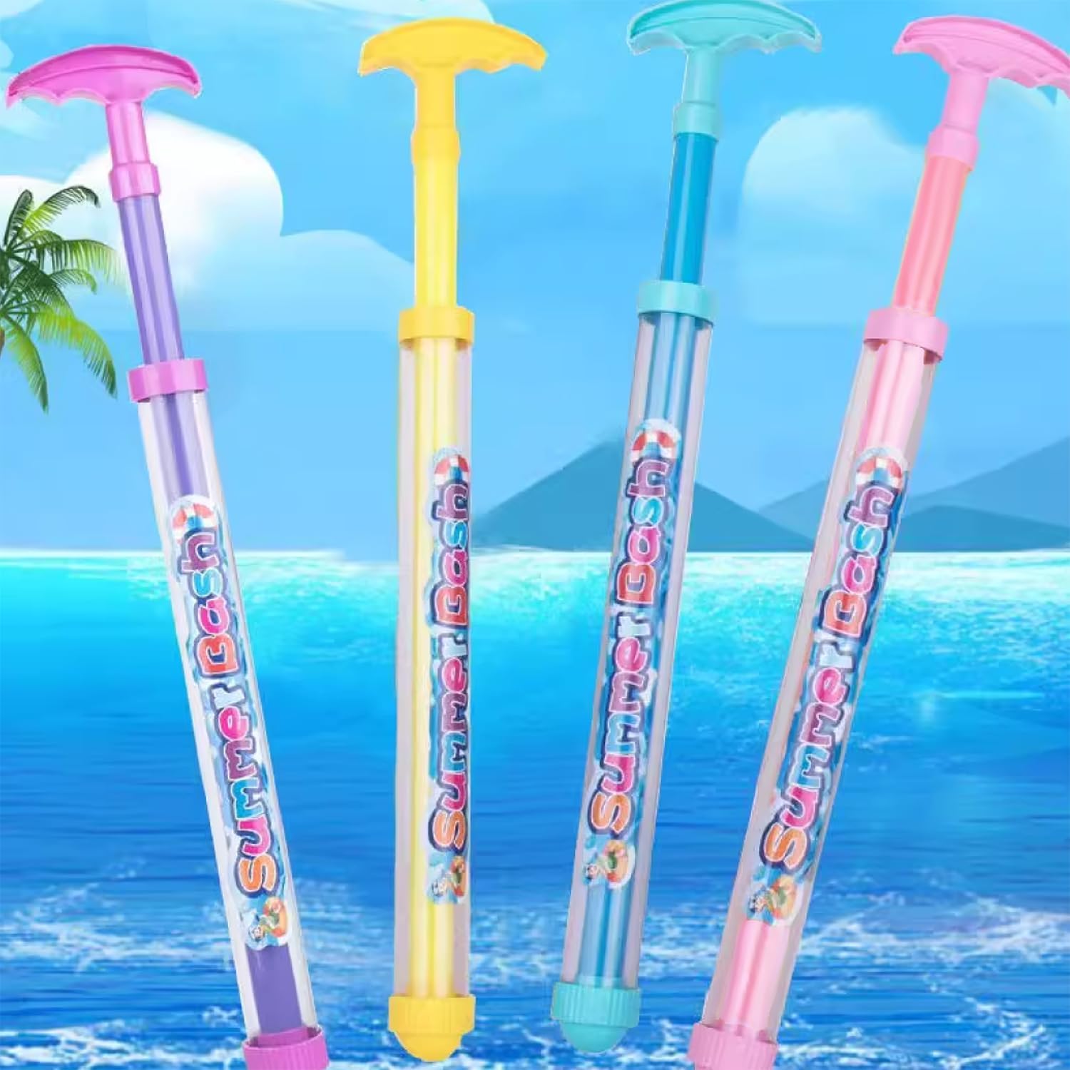 4 Pieces Fireworks Water Pistol,Romantic Water Squirt Gun With 11m Long Range,Original Water Toy for Pool,Beach,Summer Party,Extendable&Colourful(Children/Adults)