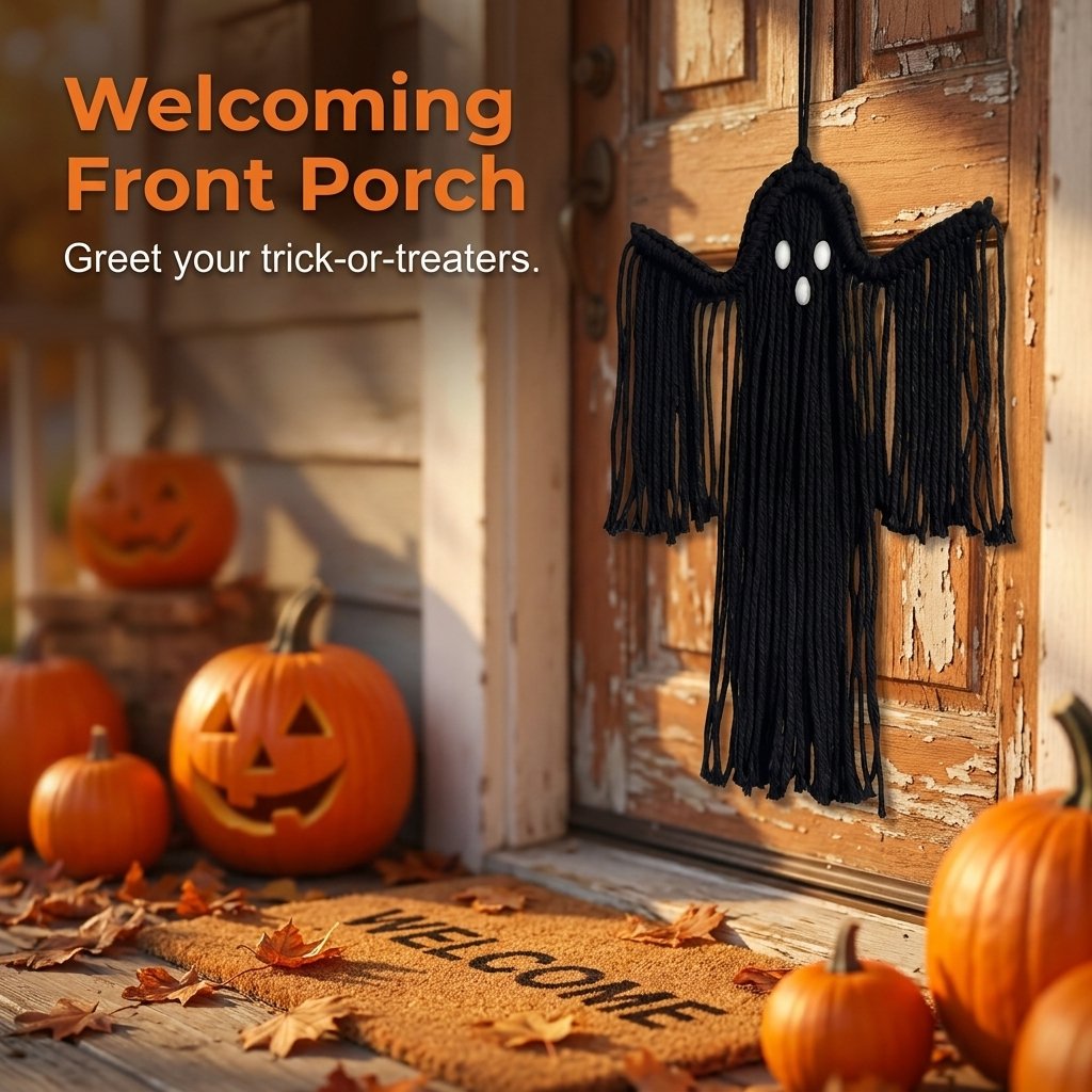 Woven Ghost Decoration 👻 Boho Halloween Hanging Decor
