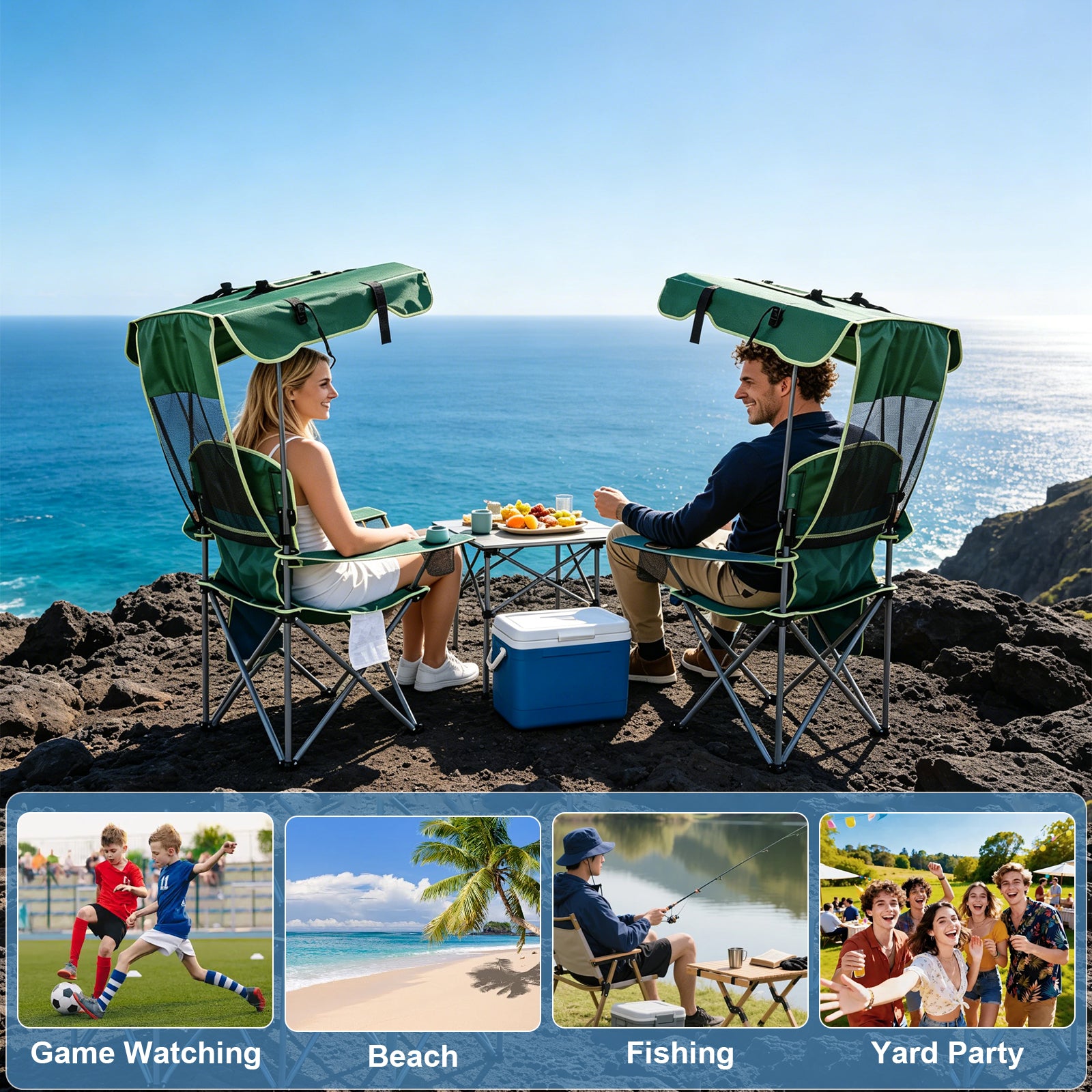 🔥 Hot Sale! Cometnap Folding Beach Chair with Adjustable Canopy