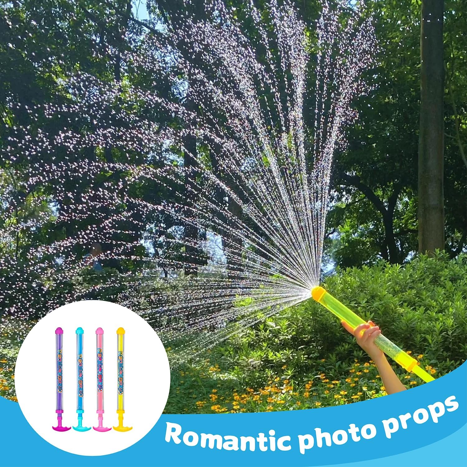 4 Pieces Fireworks Water Pistol,Romantic Water Squirt Gun With 11m Long Range,Original Water Toy for Pool,Beach,Summer Party,Extendable&Colourful(Children/Adults)