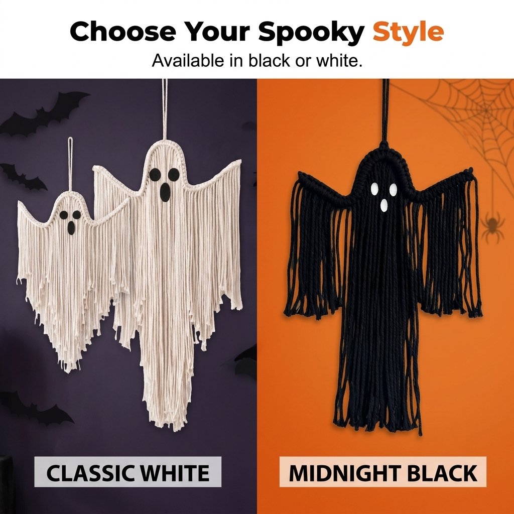 Woven Ghost Decoration 👻 Boho Halloween Hanging Decor