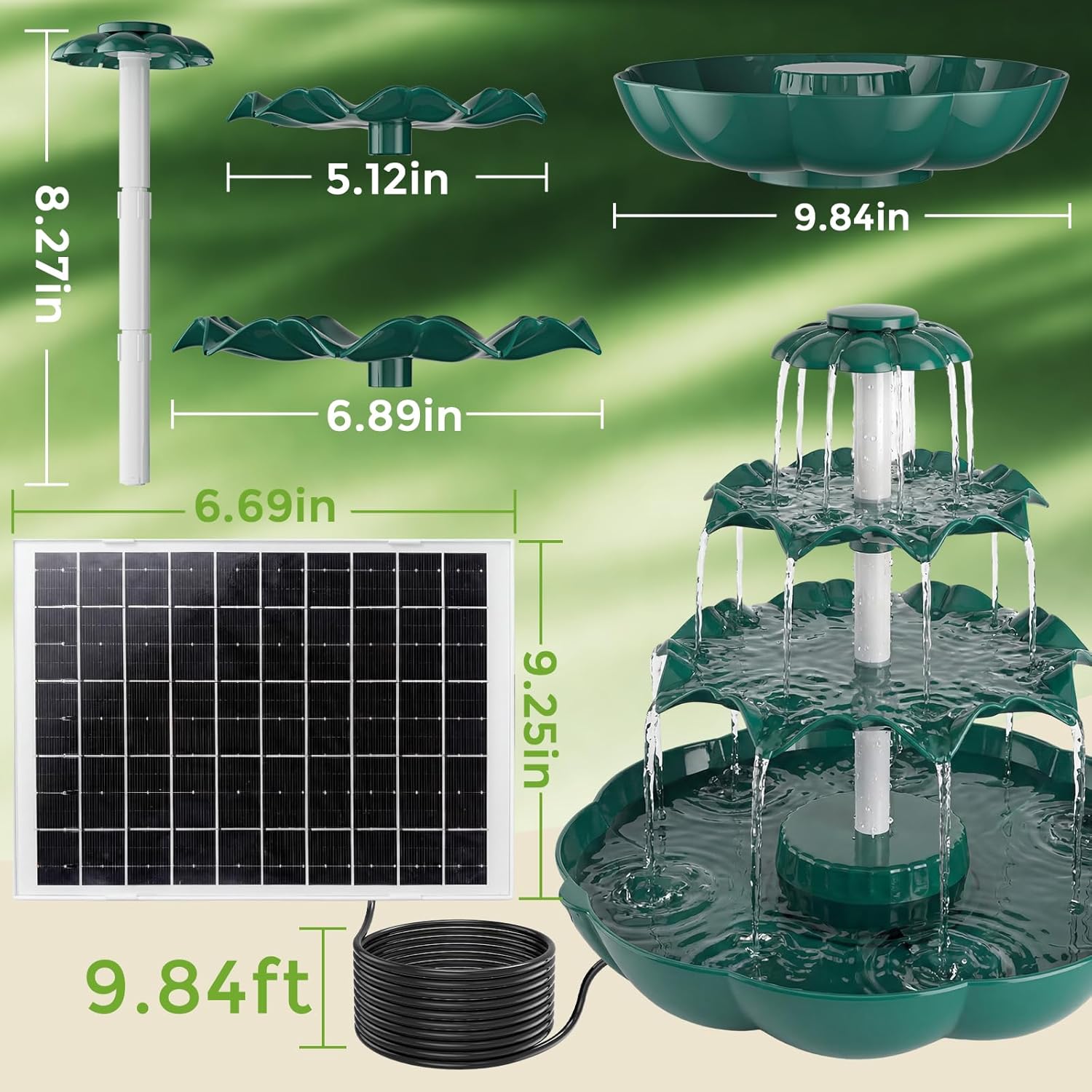 🌿 3-Tier Solar Lotus Bird Bath Fountain DIY Garden Water Feature For Wild Bird Bath & Feeder
