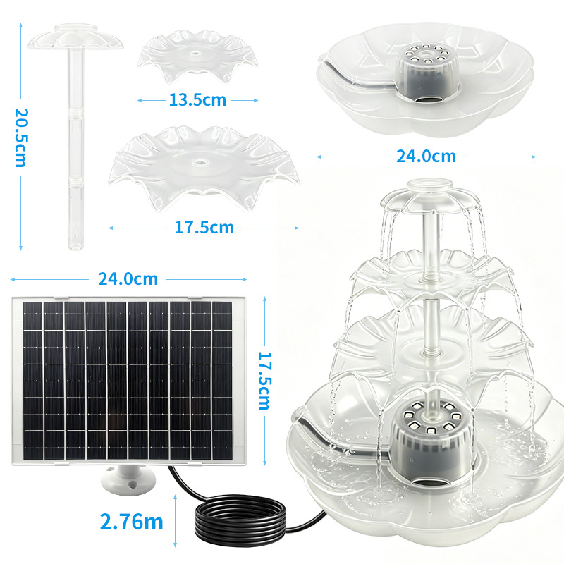 🌿 3-Tier Solar Lotus Bird Bath Fountain DIY Garden Water Feature For Wild Bird Bath & Feeder