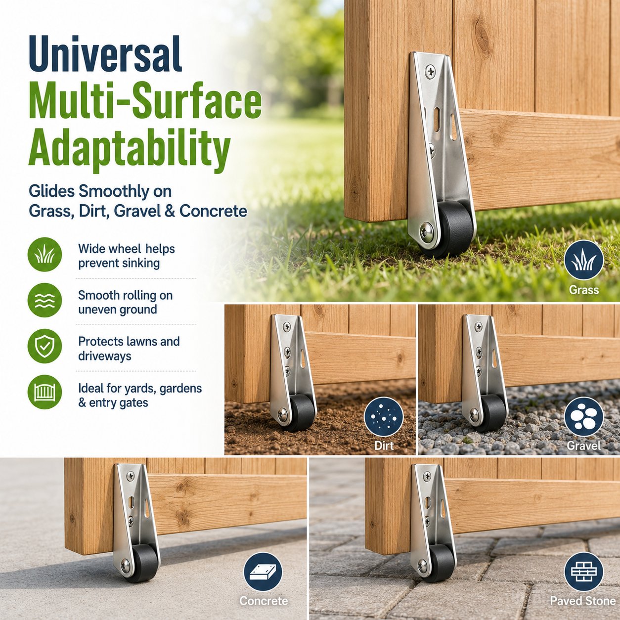 Heavy-Duty Universal Gate Support Wheel