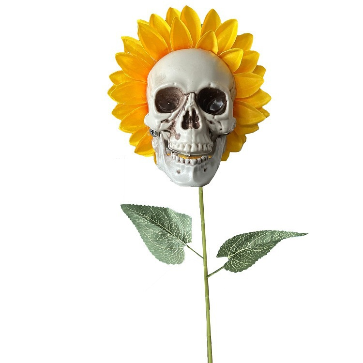 🌻 Solar Sunflower Skull Stake Light - Illuminate Your Halloween with Spooky Charm!