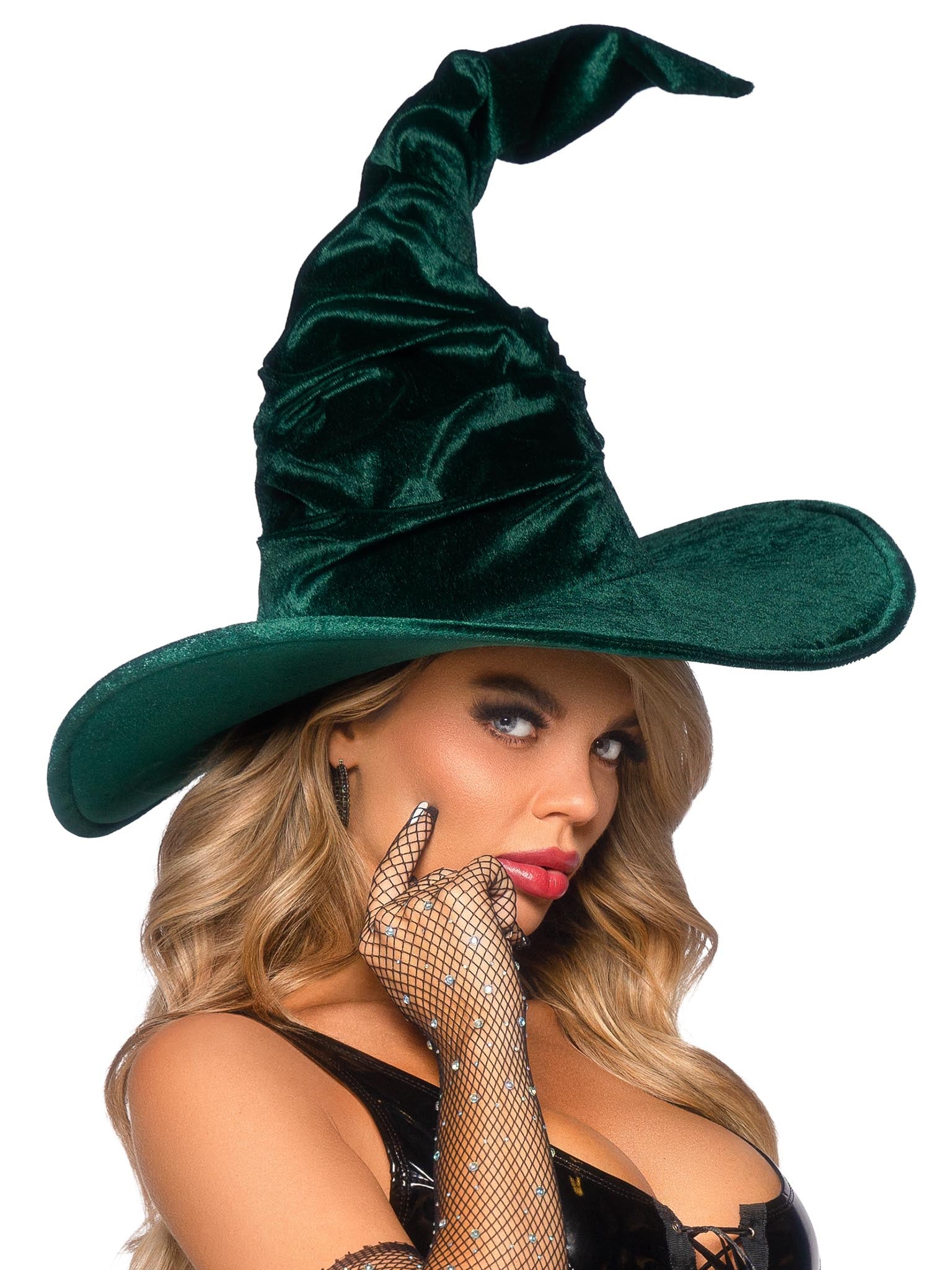 🧙‍♀️ Velvet Ruched Witch Hat -Luxe Bendable Halloween Costume Accessory