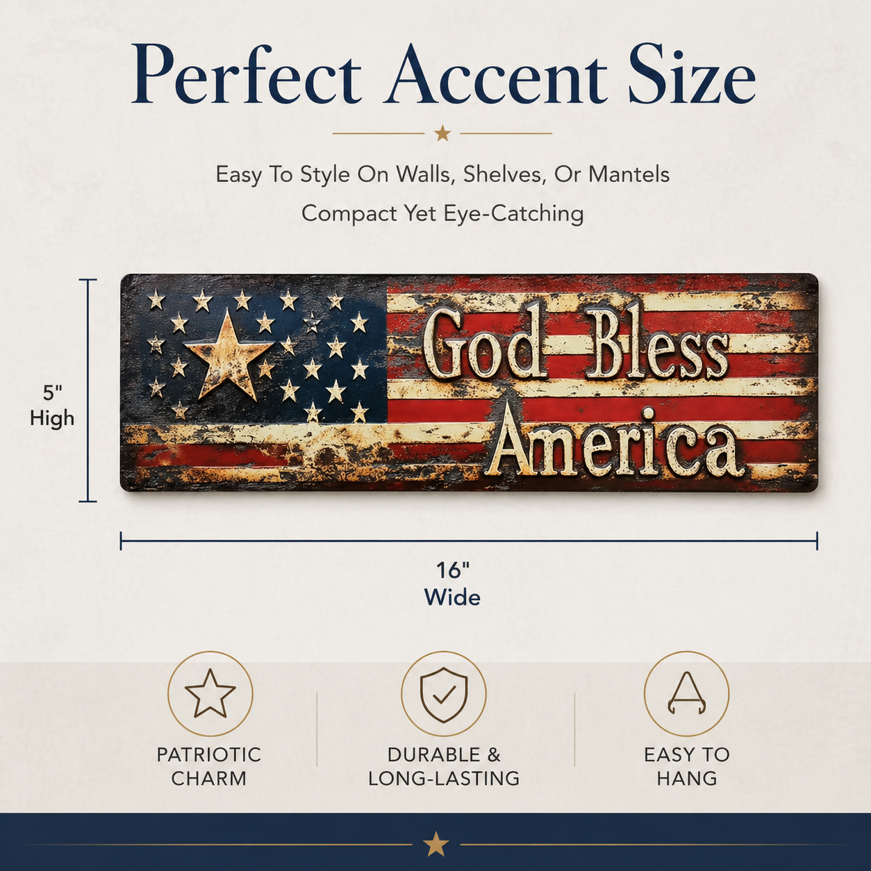 ⭐ Vintage Americana Flag Wall Plaque 🔥 Best Seller- “God Bless America” Patriotic Wall Sign