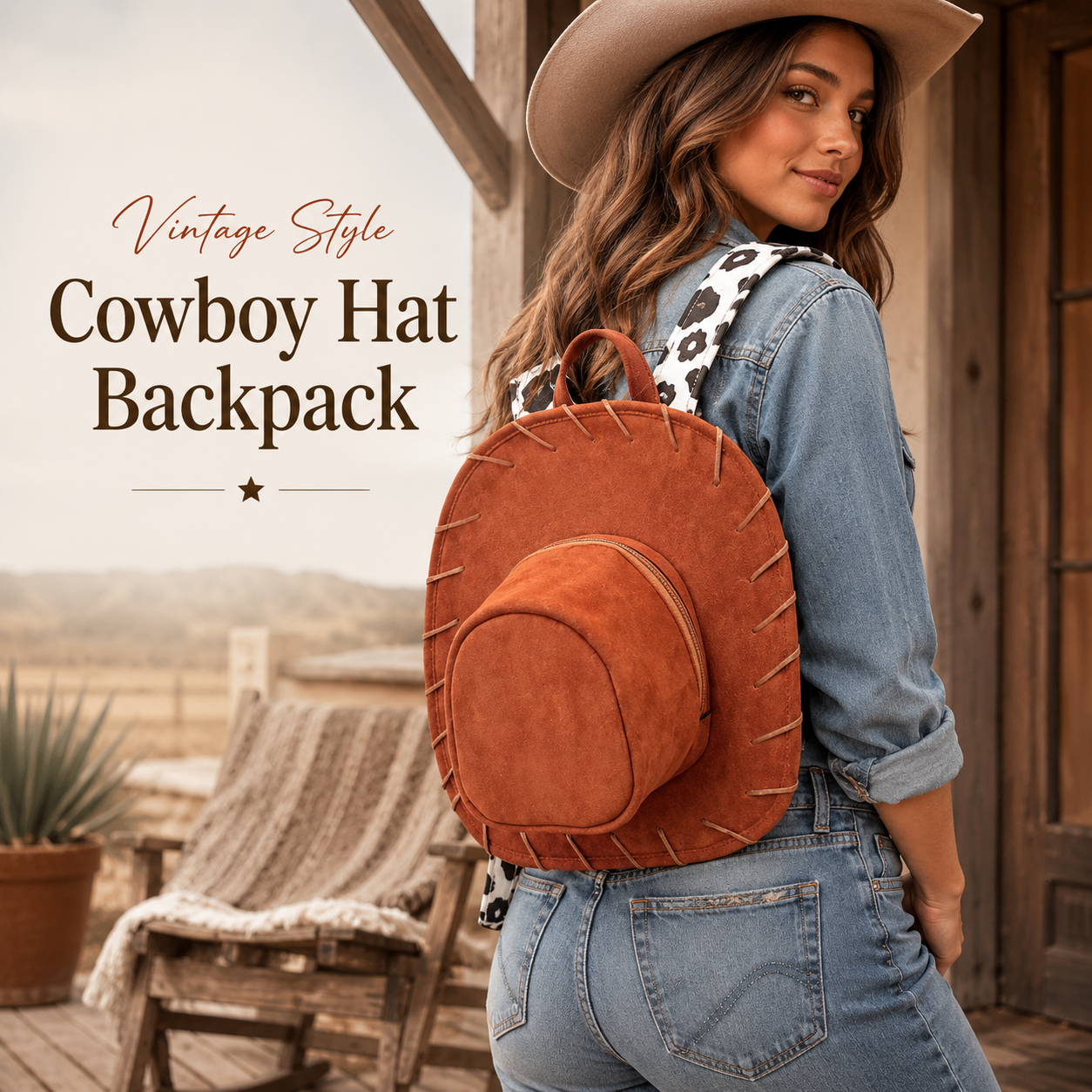 Cowboy Hat Backpack 🤠 Western Festival Faux Leather Bag
