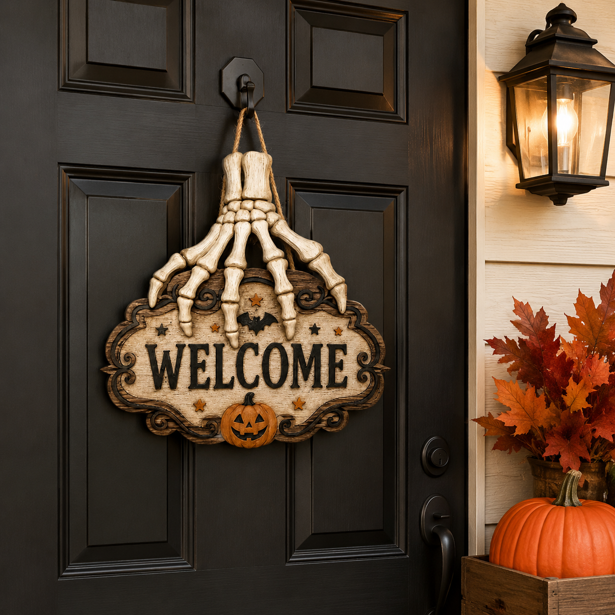 🔥Halloween Skeleton Hand Welcome Hanging Sign