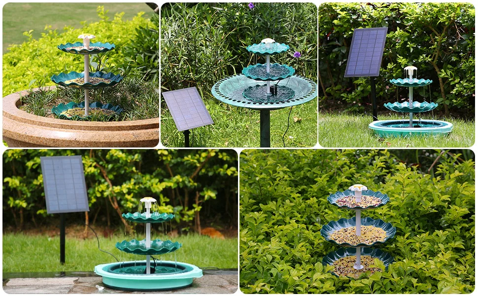 🌿 3-Tier Solar Lotus Bird Bath Fountain DIY Garden Water Feature For Wild Bird Bath & Feeder