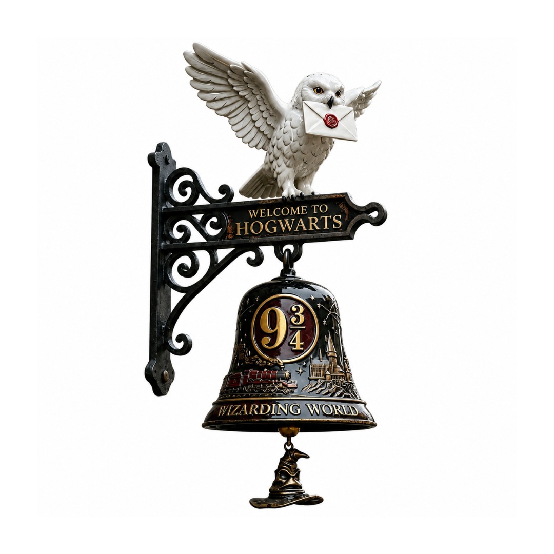 🦉Hogwarts Hedwig Owl 9 3/4 Wall Hanging Bell Decor