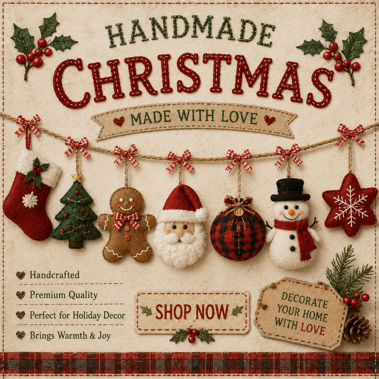 💥Early Christmas Special: 69% OFF 🎄🎄✨Cozy Christmas Fabric Garland