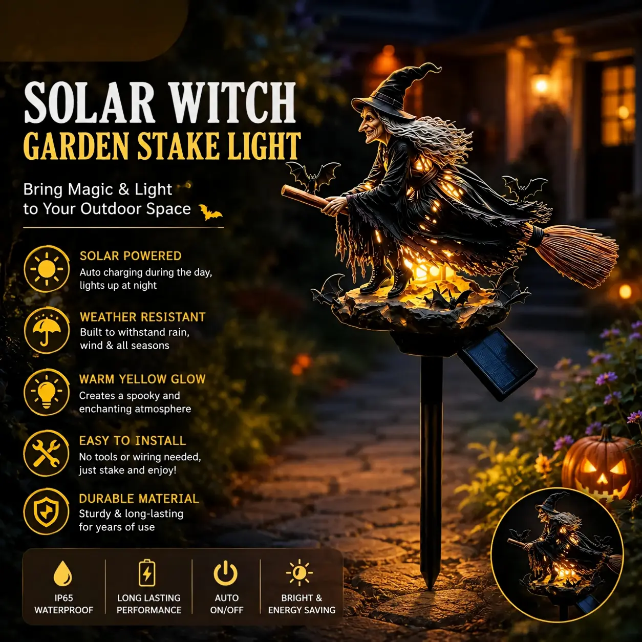 🔥Last Day 49% OFF 🧙‍♀️ Bring Halloween Magic to Your Garden with a Glowing Solar Witch