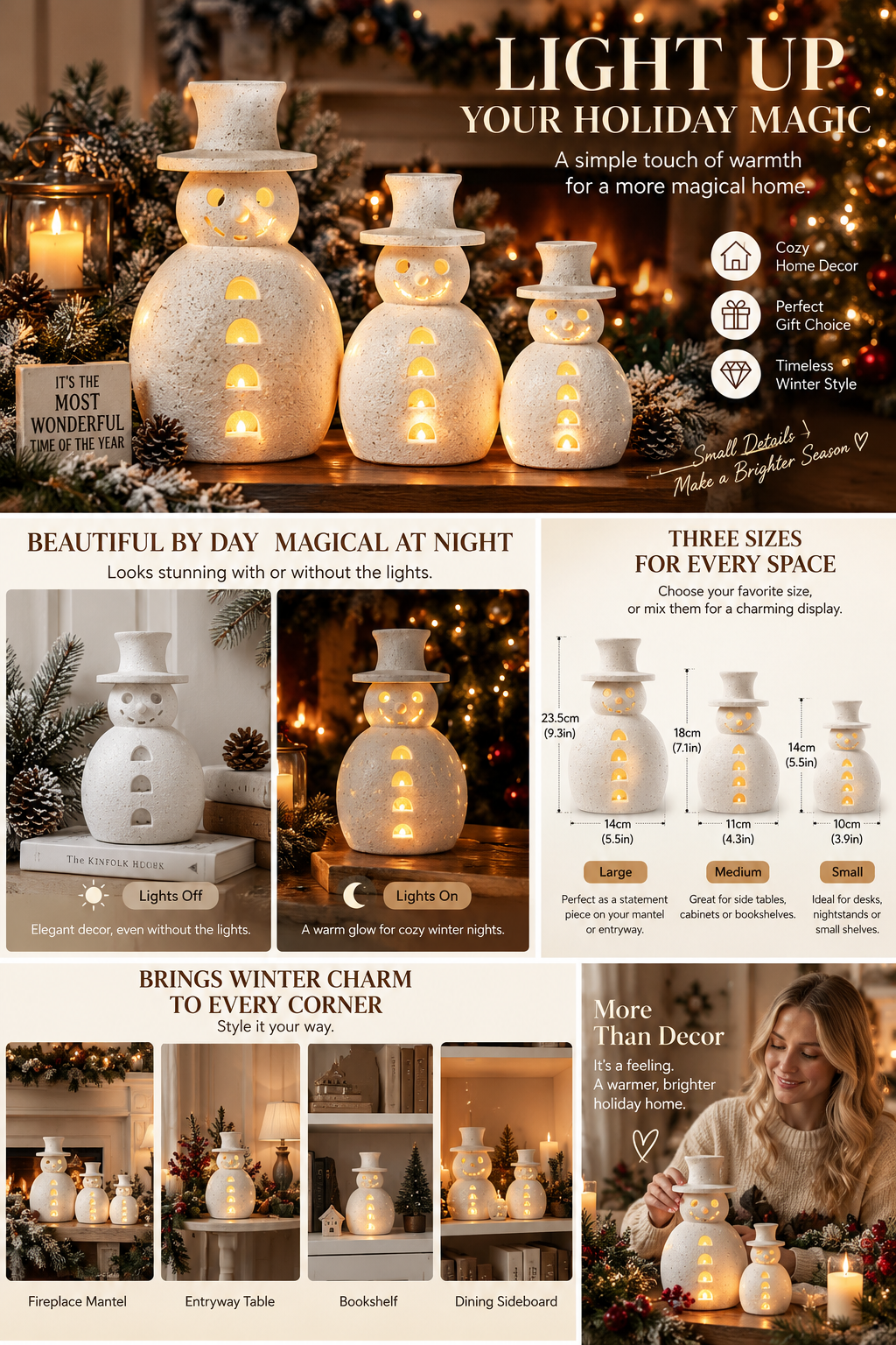 💥⛄49% OFF -Neutral Snowman Glow Decor – Beautiful by Day, Magical by Night