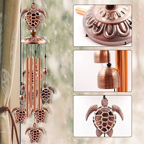 Sea Turtle Wind Chime 🐢  Soothing Bronze Coastal Garden Decor