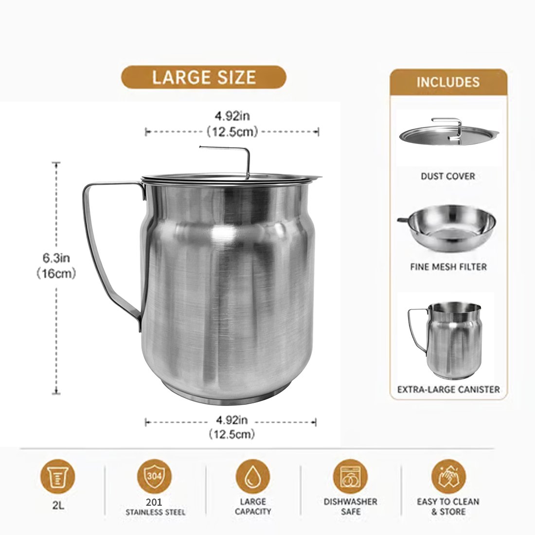 🍳 4-in-1 Stainless Steel Deep Fryer Pot 🛢️ Oil Filter Pot with Removable Strainer, Multi-Function Cookware for All Stoves