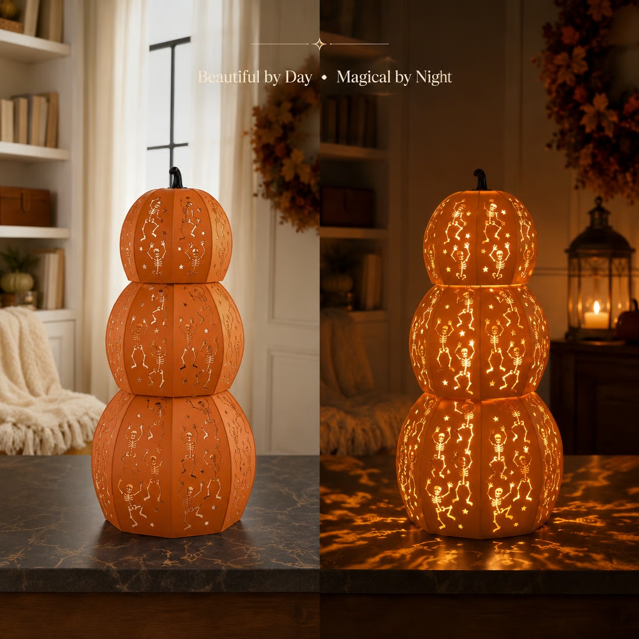 💥Halloween Must-Have! Early Bird 49% OFF 🎃✨Light-Up Stackable Skeleton Pumpkin